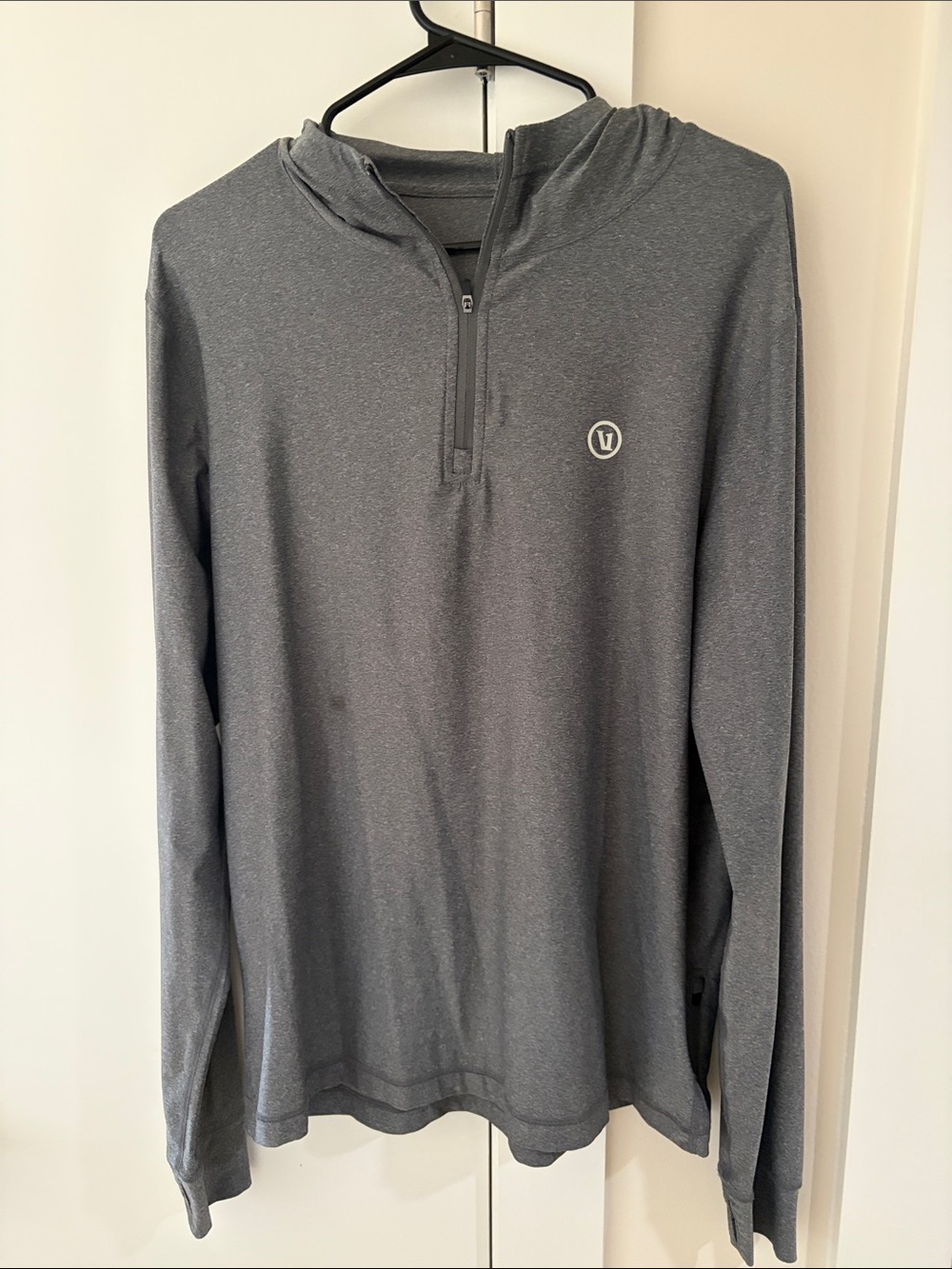 Vuori Men's Heather Gray Quarter-Zip Hooded Long Sleeve